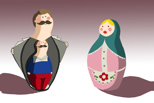 Cartoon: Matryoshka vs Flasher... (medium) by berk-olgun tagged matryoshka,vs,flasher