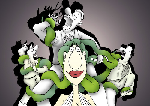 Cartoon: Medusa at Coiffeur... (medium) by berk-olgun tagged laocoon