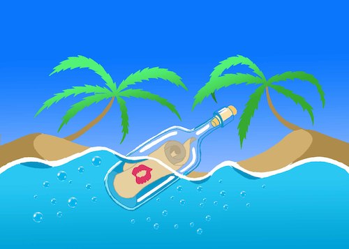 Cartoon: Message in a Bottle... (medium) by berk-olgun tagged message,in,bottle