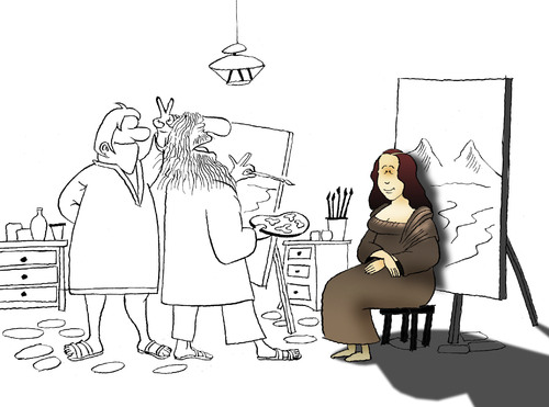 Cartoon: Mona Lisa Smile... (medium) by berk-olgun tagged mona,lisa,smile