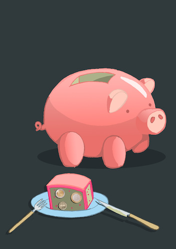 Cartoon: Money Box Cake... (medium) by berk-olgun tagged money,box,cake