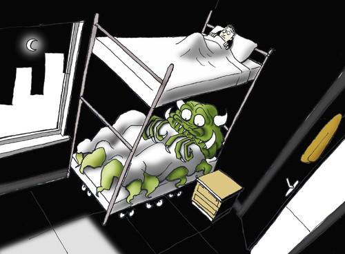 Cartoon: Monster Under My Bed.. (medium) by berk-olgun tagged monster