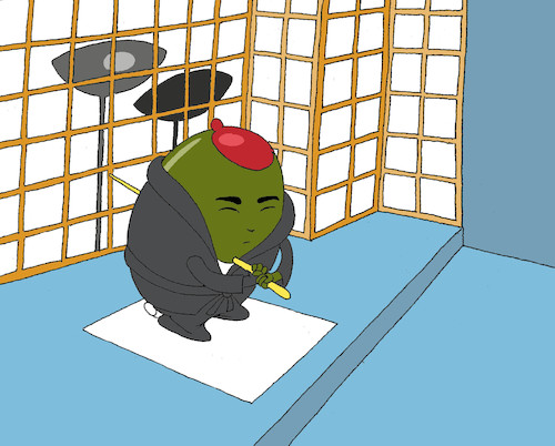 Cartoon: Olive Harakiri... (medium) by berk-olgun tagged olive,harakiri