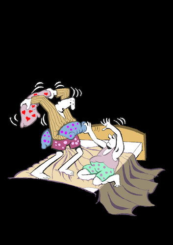 Cartoon: Pillow Fight ... (medium) by berk-olgun tagged pillow,fight