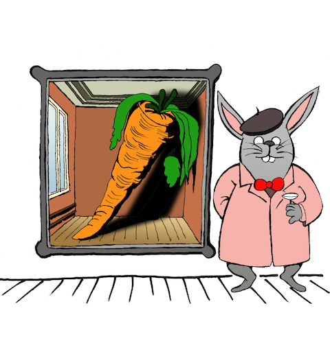 Cartoon: Rabbit Magritte... (medium) by berk-olgun tagged listening,room