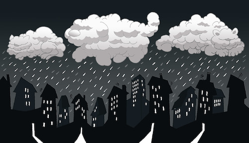 Cartoon: Raining cats and dogs... (medium) by berk-olgun tagged raining,cats,and,dogs