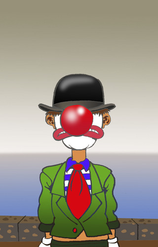 Cartoon: Rene Magrittes Clown... (medium) by berk-olgun tagged clown,magritte,rene
