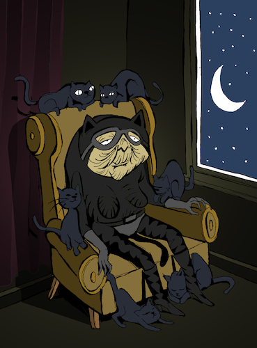 Cartoon: Retired Catwoman... (medium) by berk-olgun tagged retired,catwoman