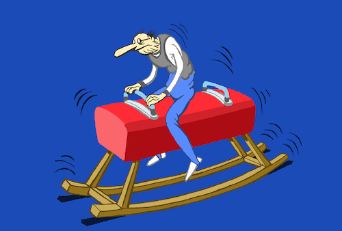 Cartoon: Retired Gymnast ... (medium) by berk-olgun tagged retired,gymnast