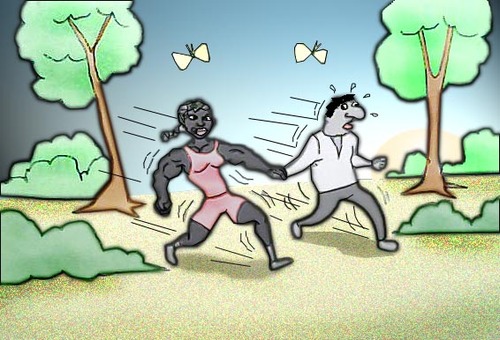 Cartoon: Romance with Florence Griffith (medium) by berk-olgun tagged romance