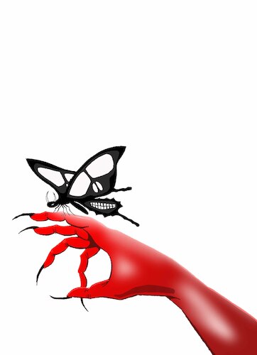 Cartoon: Satan and Butterfly... (medium) by berk-olgun tagged skull