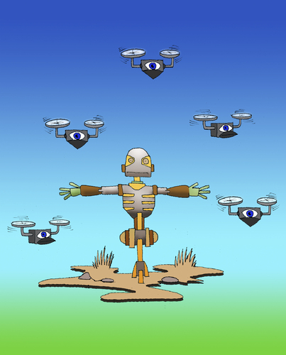 Cartoon: Scaredrone... (medium) by berk-olgun tagged scaredrone