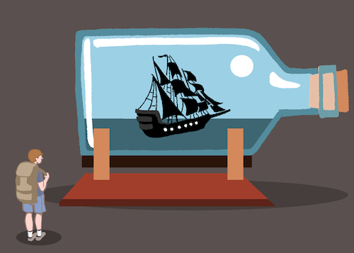 Cartoon: Ship in a Bottle... (medium) by berk-olgun tagged ship,in,bottle