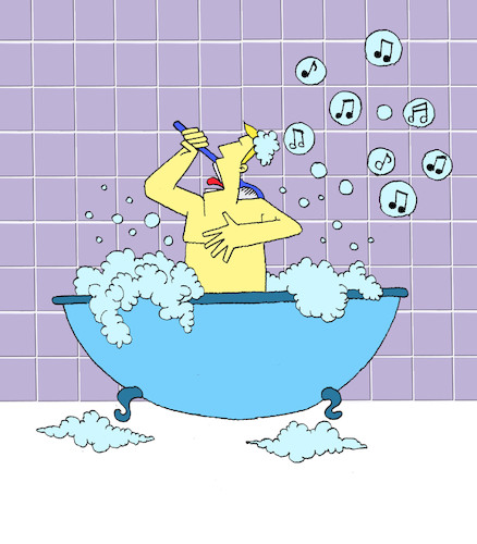 Cartoon: Singing in Bath... (medium) by berk-olgun tagged singing,in,bath