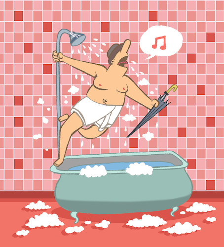 Cartoon: Singing in the Bathtub... (medium) by berk-olgun tagged singing,in,the,bathtub