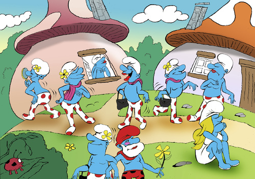 Cartoon: Smurfette... (medium) by berk-olgun tagged smurfette