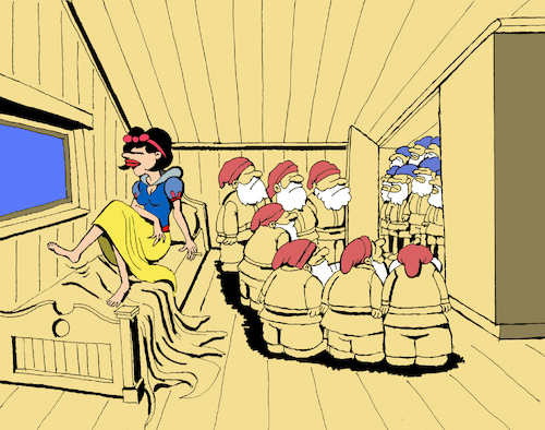 Cartoon: Snow White and 14 Dwarfs... (medium) by berk-olgun tagged snow,white,and,14,dwarfs