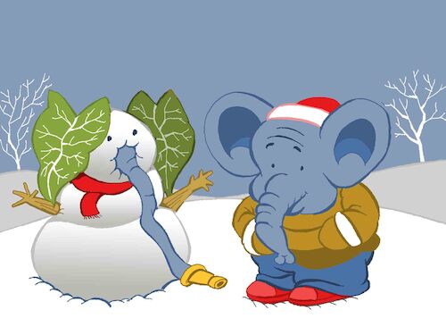 Cartoon: Snowelephant... (medium) by berk-olgun tagged snowelephant