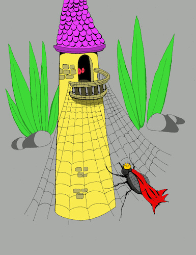 Cartoon: Spider Rapunzel... (medium) by berk-olgun tagged spider,rapunzel