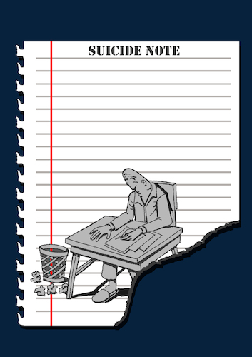 Cartoon: Suicide Note... (medium) by berk-olgun tagged suicide,note