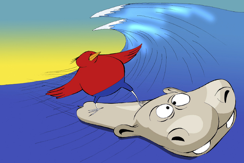 Cartoon: Surfing Hippopotamus... (medium) by berk-olgun tagged hippopotamus,surfing