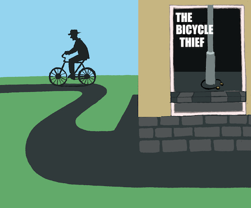 Cartoon: The Bicycle Thief... (medium) by berk-olgun tagged the,bicycle,thief