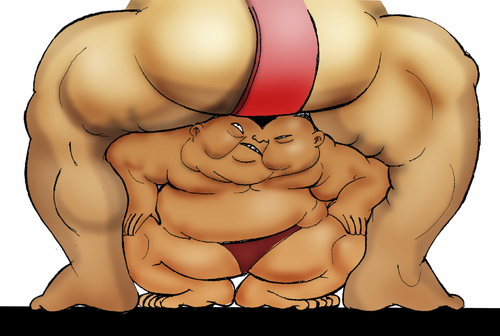 Cartoon: The Sumo Duel.. (medium) by berk-olgun tagged the,sumo,duel