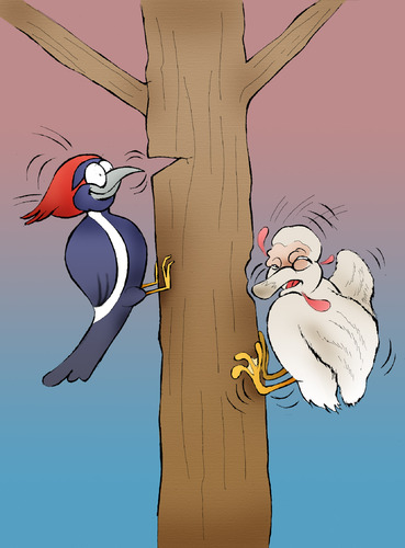 Cartoon: The Ugly Woodpeckerling... (medium) by berk-olgun tagged the,ugly,woodpeckerling