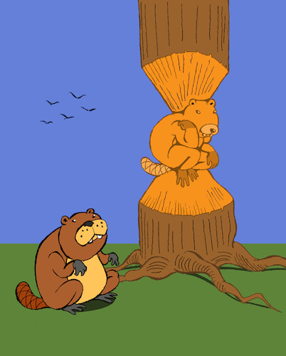 Cartoon: Thinker Beaver... (medium) by berk-olgun tagged thinker,beaver