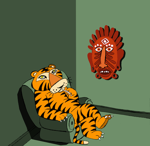 Cartoon: Tiger vs Mask... (medium) by berk-olgun tagged tiger,vs,mask