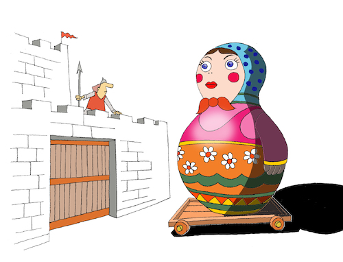 Cartoon: Trojan Matryoshka... (medium) by berk-olgun tagged trojan,matryoshka