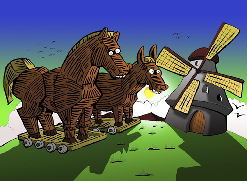 Cartoon: Trojan Quichotte... (medium) by berk-olgun tagged trojan,quichotte