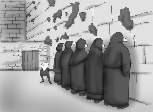 Cartoon: Wailing Wall.. (medium) by berk-olgun tagged wailing,wall