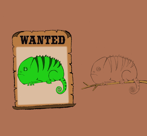 Cartoon: Wanted Chameleon... (medium) by berk-olgun tagged wanted,chameleon