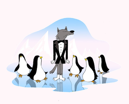 Cartoon: Wolf vs Penguin... (medium) by berk-olgun tagged wolf,vs,penguin