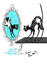 Cartoon: Mirror vs Black Cat... (small) by berk-olgun tagged superstitious