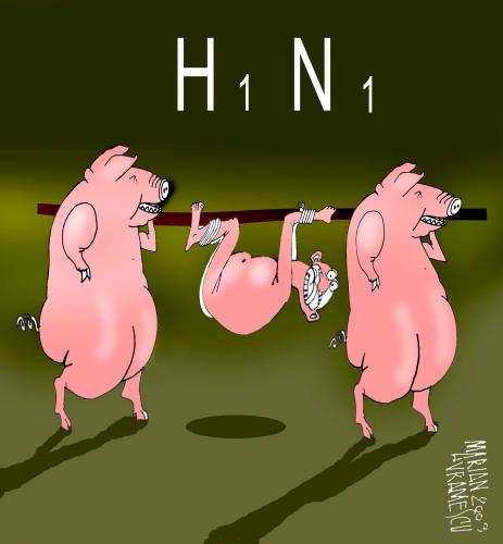 Cartoon: H1 N1 (medium) by Marian Avramescu tagged mav