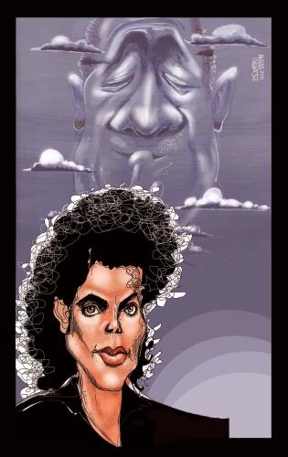 Cartoon: MICHAEL AND LOUIS (medium) by Marian Avramescu tagged michael,jackson