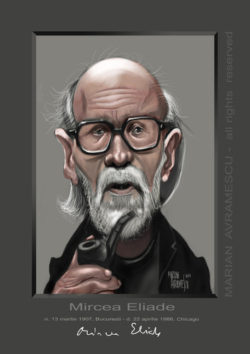 Cartoon: MIRCEA ELIADE (medium) by Marian Avramescu tagged mmmmmmmmm