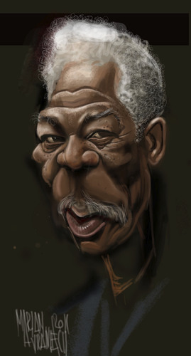 Cartoon: Morgan Freeman (medium) by Marian Avramescu tagged mmmmmmmmmmm