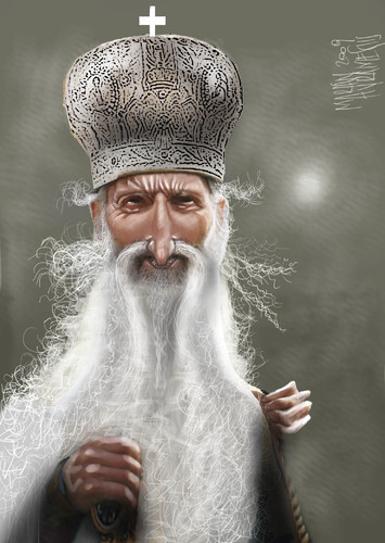 Cartoon: Patriarch Pavle of Serbia (medium) by Marian Avramescu tagged by,mav