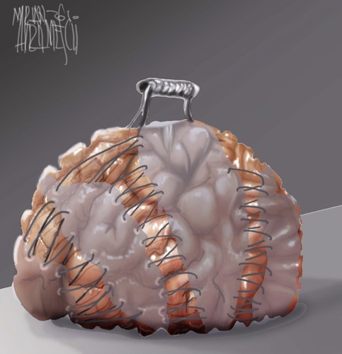 Cartoon: suspect bag (medium) by Marian Avramescu tagged mmmmmmmmmmmmmm