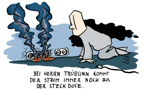 Cartoon: Fukushima aus der Steckdose (medium) by jen-sch tagged energie,strom,steckdose,explosion,kernschmelze,japan,fukushima,akw,gau,abschalten,atomkraft