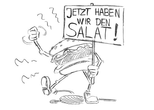Cartoon: Burgerbewegung (medium) by Glenn M Bülow tagged bürgerbewegung,hamburger,pegida,protest,demonstration,salat