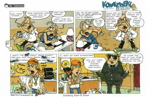 Cartoon: Kowalewski Böses Plagiat (medium) by Glenn M Bülow tagged poetryslam,rap,indiziert,schimpfworte,jugendkultur,beckstein,aggro,advisory,parental,eminem,music,musik,hiphop