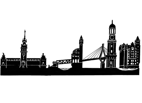 Cartoon: Skyline Hamburg (medium) by Glenn M Bülow tagged germany,deutschland,hamburg,travel,city,skyline,monument,sightseeing,sights