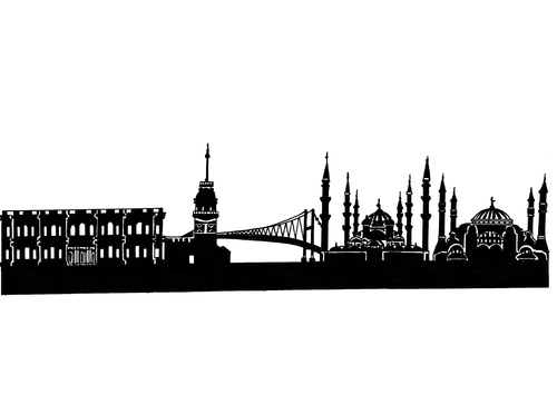 Cartoon: Skyline Istanbul (medium) by Glenn M Bülow tagged tourismus,reisen,türkei,turkey,istanbul,bosporus,travel,city,skyline,monument,sightseeing,sights