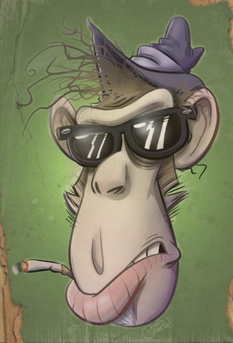 Cartoon: Monkey Waits (medium) by Dennis_Cornetta tagged monkey,cartoon,tom,waits,character