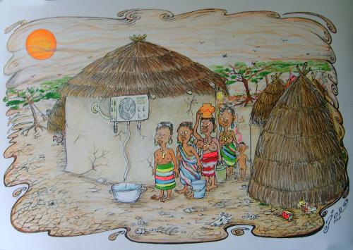 Cartoon: Africa Village (medium) by Jordan Pop-Iliev tagged africa,climate,water