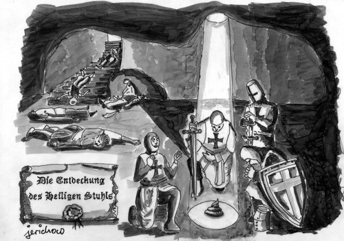 Cartoon: Entdeckung des Heiligen Stuhls (medium) by jerichow tagged kreutzfahrer,kreutzritter,reliquien,inquisition,heiligerstuhl,sakrileg,religion,satire,religion,sakrileg,heiligerstuhl,inquisition,reliquien,kreuzritter,kreuzfahrer,stuhl,stuhlgang,glaube
